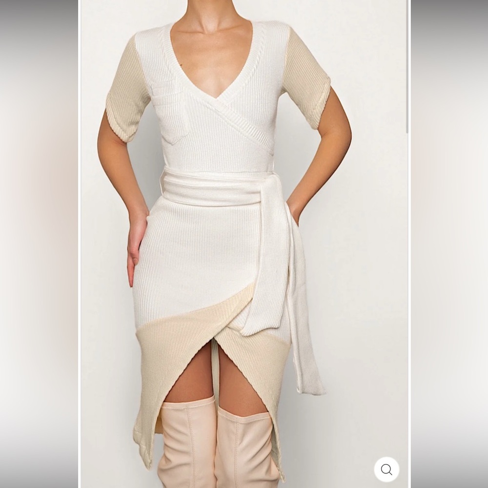 Country club midi wrap knit dress